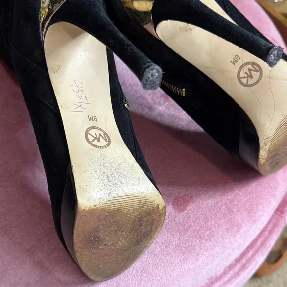 Michael Kors Black and Gold Heeled Boots - Picture 3 of 4